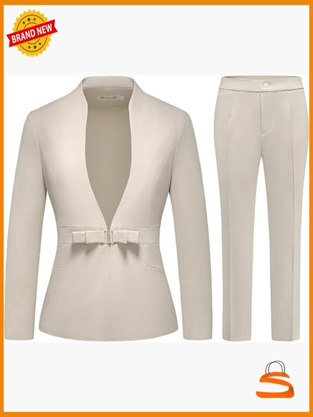 Slim Fit Blazer Pantsuit 2-Piece Business Professional Office Work Attire